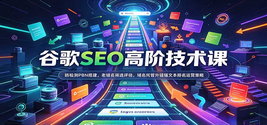 谷歌SEO高阶技术课：防检测PBN搭建，老域名筛选评估，域名托管外链锚文本排名运营策略-九节课