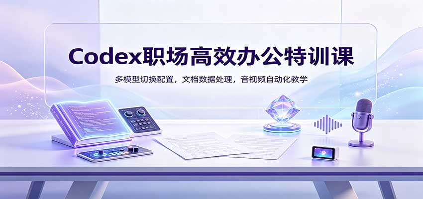 Codex职场高效办公特训课：多模型切换配置，文档数据处理，音视频自动化教学-九节课