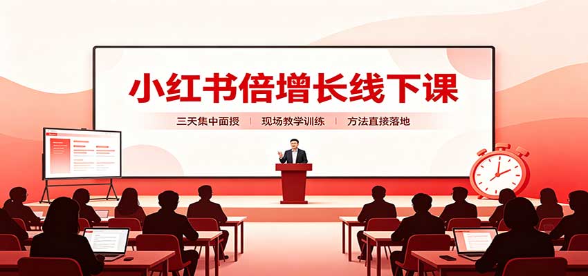 小红书倍增长线下课：三天集中面授，拆解选品、素材制作与起号全链路-九节课