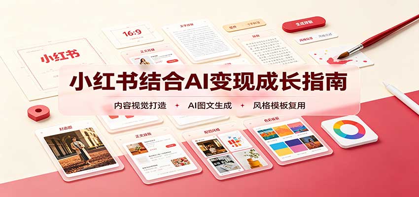 小红书结合AI变现成长指南：账号精准定位，内容视觉打造，搭建可复制流量获客体系-九节课