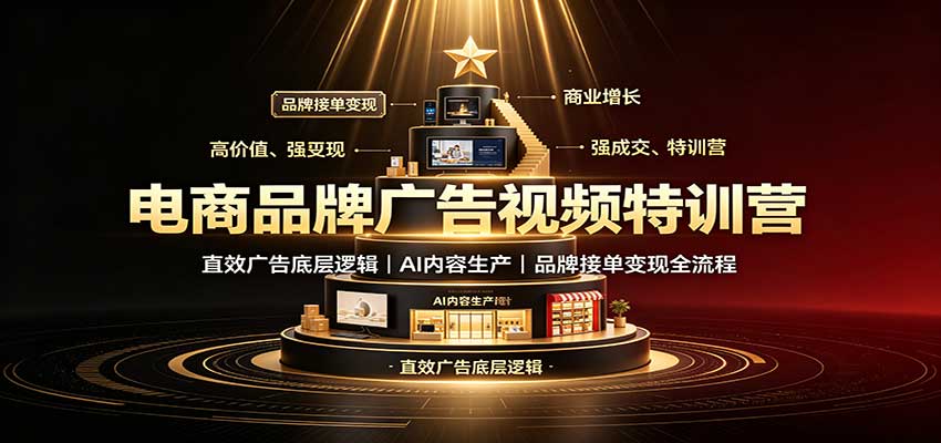 电商品牌广告视频特训：直效广告底层逻辑，AI内容生产，品牌接单变现全流程-九节课