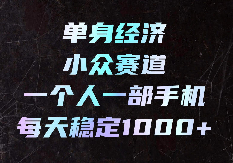 单身经济小众赛道，一个人一部手机，每天稳定1000+，长期可持续的赛道【揭秘】-九节课
