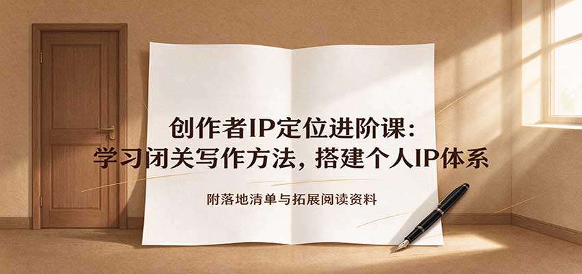 创作者IP定位进阶课：学习闭关写作方法，搭建个人IP体系，附落地清单与拓展阅读资料-九节课
