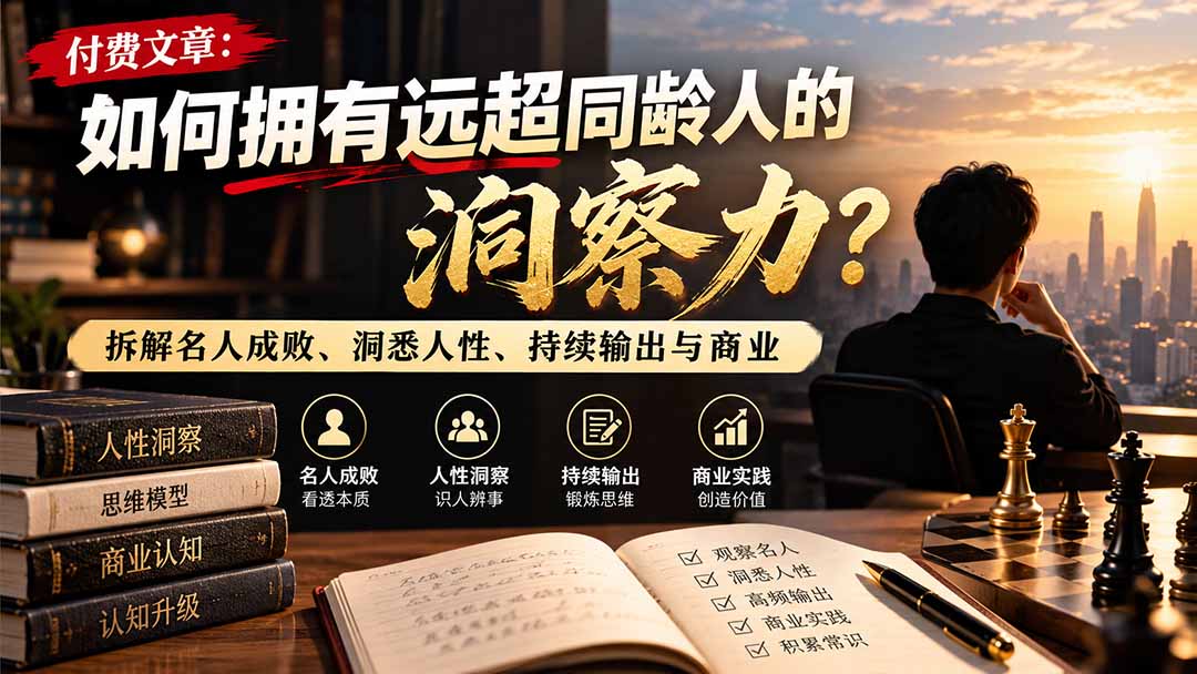 （21025期）付费文章：如何拥有远超同龄人的洞察力？拆解名人成败、洞悉人性、持续输出与商业实践-九节课