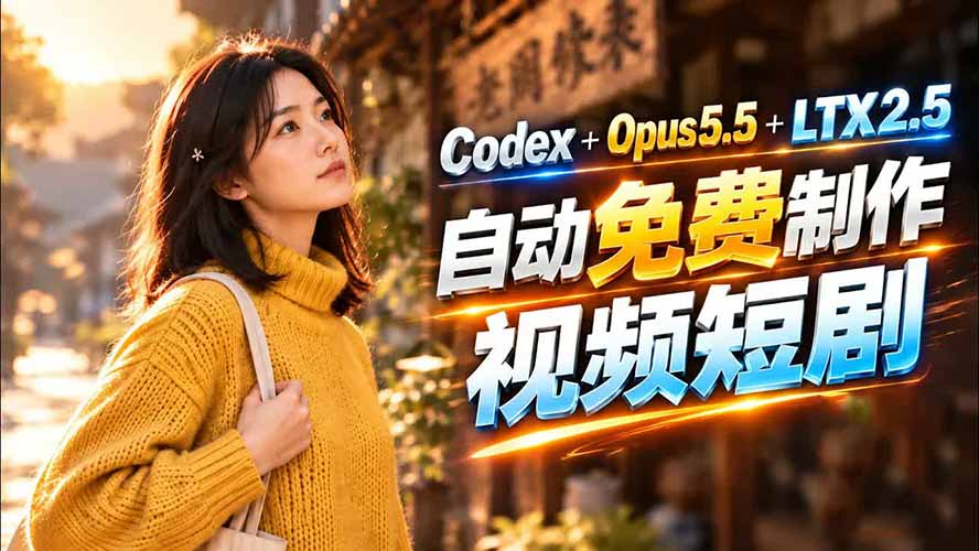 （21266期）Codex 出图 + 免费 LTX-2.5 生成视频，Claude Opus 5.5 全自动剪出 1 分钟情感短剧《停了的表》-九节课