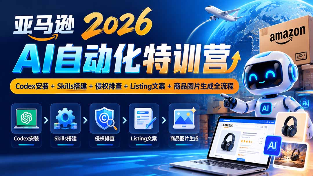 （20746期）亚马逊2026AI自动化-10月特训营：Codex安装+Skills搭建+侵权排查+Listing文案+商品图片生成全流程-九节课