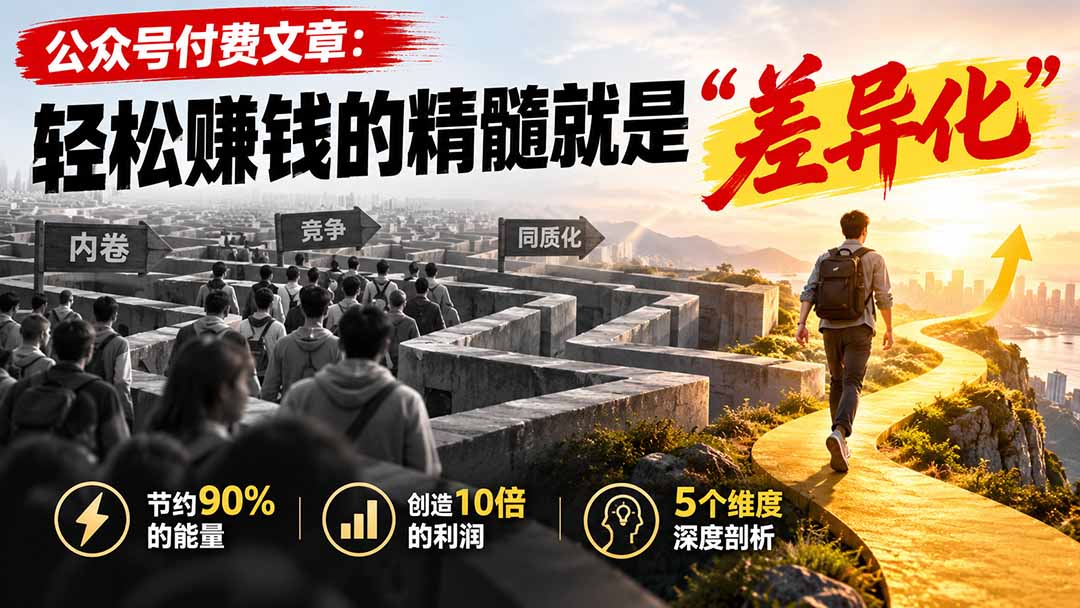 （20779期）公众号付费文章：轻松赚钱的精髓就是“差异化”-九节课