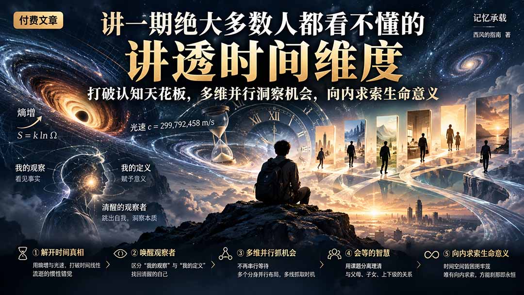 （21267期）付费文章：讲一期绝大多数人都看不懂的，讲透时间维度，打破认知天花板，多维并行洞察机会，向内求索生命意义-九节课