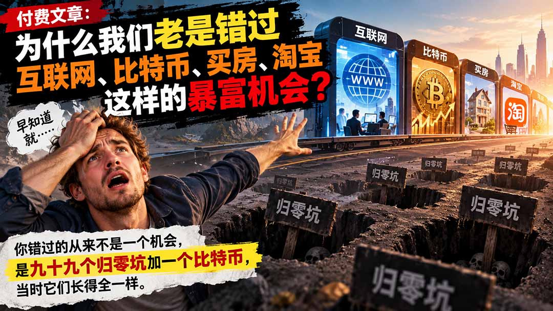 （20834期）付费文章：为什么我们老是错过互联网、比特币、买 房、淘宝这样的暴富机会？-九节课