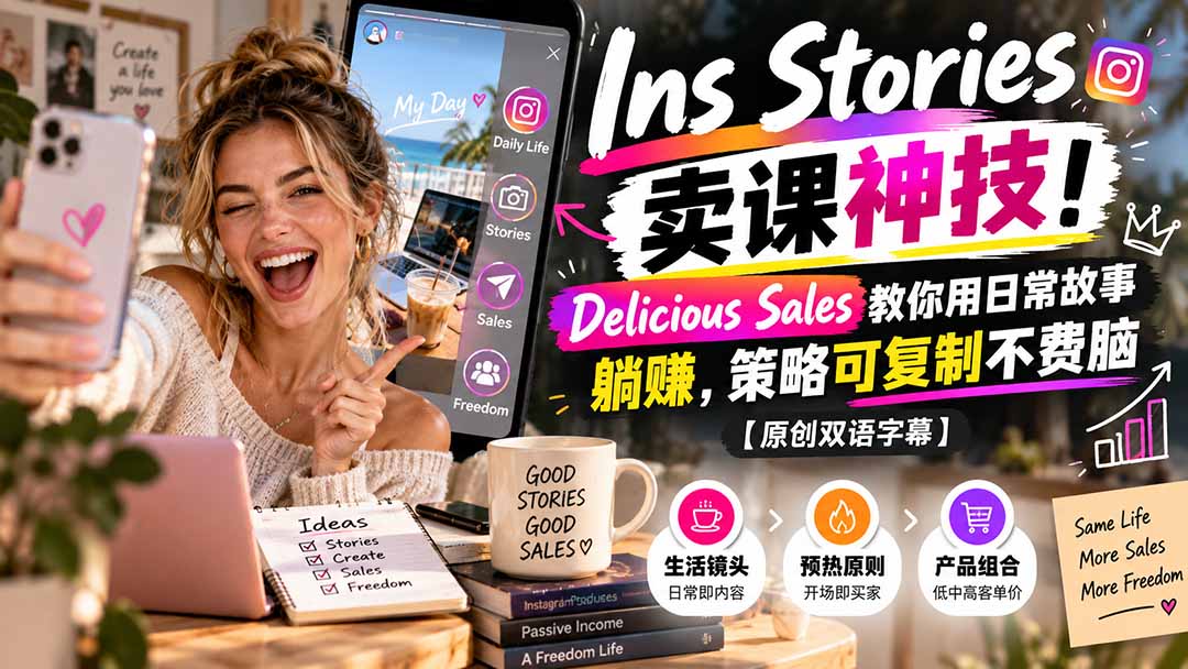 （20767期）Ins Stories 卖课神技！Delicious Sales 教你用日常故事躺赚，策略可复制不费脑【原创双语字幕】-九节课