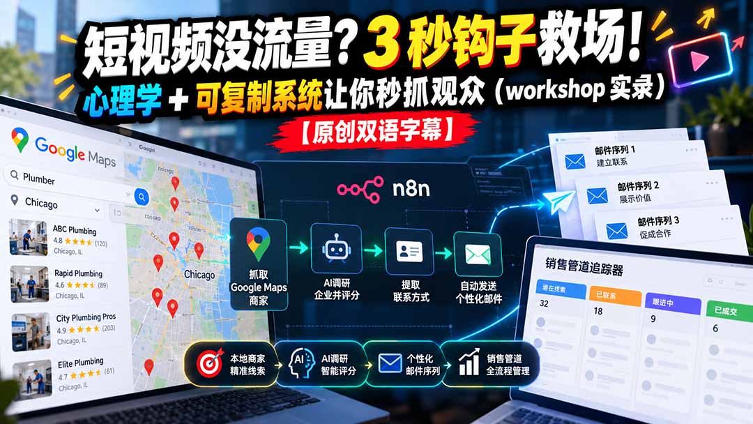 （21043期）短视频没流量？3 秒钩子救场！心理学 + 可复制系统让你秒抓观众（workshop 实录）【原创双语字幕】-九节课