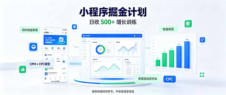 （21046期）一部手机日入500+，微信小程序掘金计划，四种收入来源，长期稳定可靠-九节课