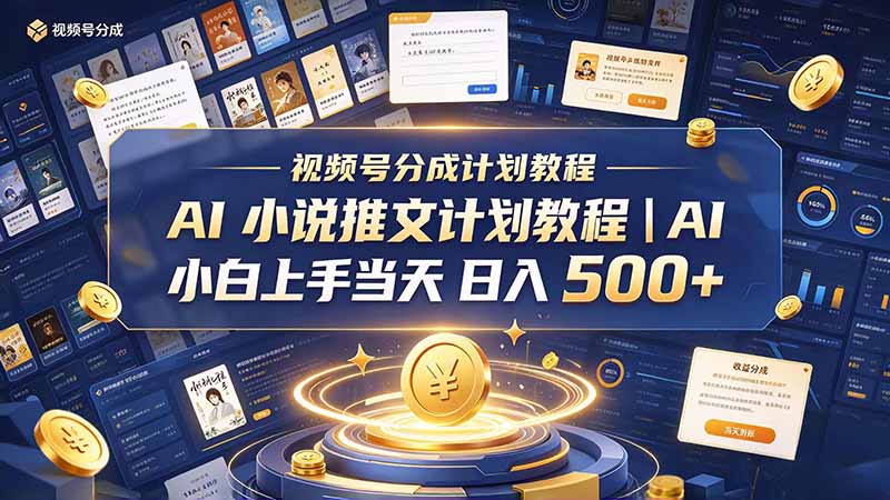 （20937期）最新视频号分成计划教程｜AI 小说推文，小白上手当天日入 500+-九节课
