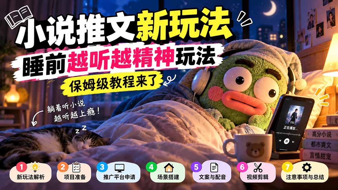（20947期）小说推文新玩法，睡前越听越精神玩法，保姆级教程来了-九节课
