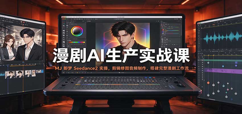 漫剧AI生产实战课：MJ 即梦 Seedance2 实操，剪辑修图音频制作，搭建完整漫剧工作流-九节课