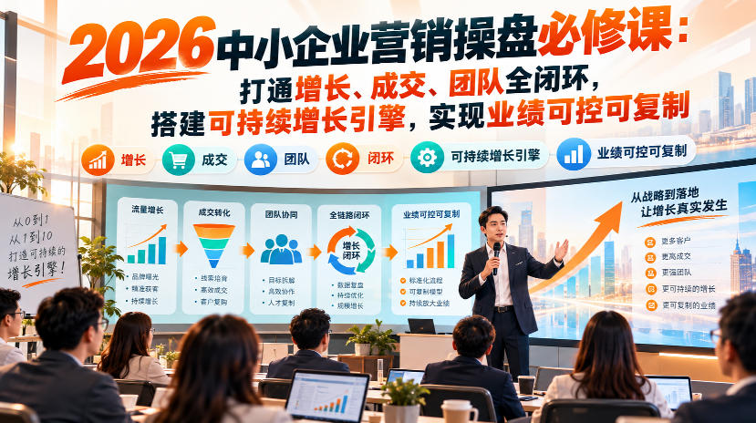 2026中小企业营销操盘必修课：打通增长、成交、团队全闭环，搭建可持续增长引擎，实现业绩可控可复制-九节课