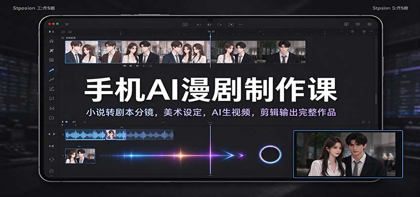 手机AI漫剧制作课：小说转剧本分镜，美术设定，AI生视频，剪辑输出完整作品-九节课