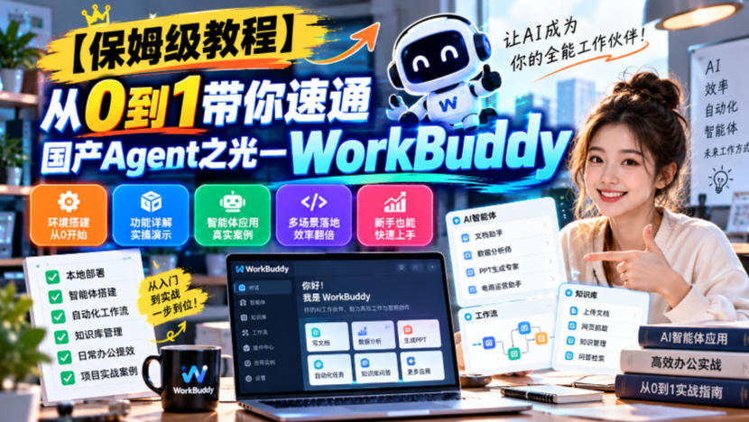 【保姆级教程】从0到1带你速通国产Agent之光—WorkBuddy【文档】-九节课