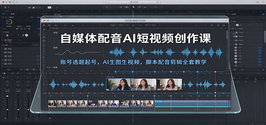自媒体配音AI短视频创作课：账号选题起号，AI生图生视频，脚本配音剪辑全套教学-九节课