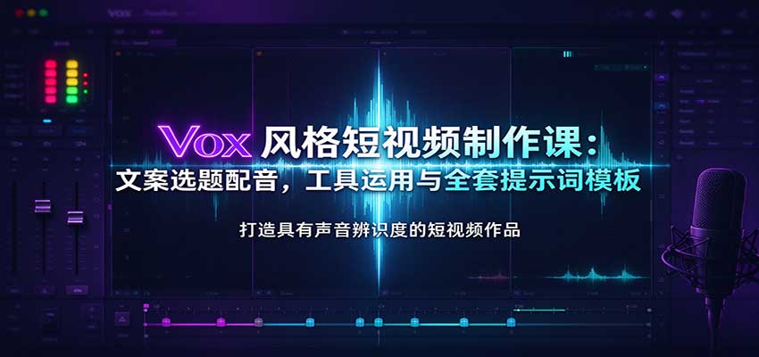 Vox风格短视频制作课：文案选题配音，工具运用与全套提示词模板-九节课
