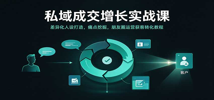 私域成交增长实战课：差异化人设打造，痛点挖掘，朋友圈运营获客转化教程-九节课