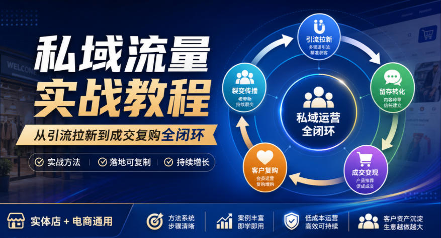 私域流量实战教程，从引流拉新到成交复购全闭环，实体店电商通用-九节课