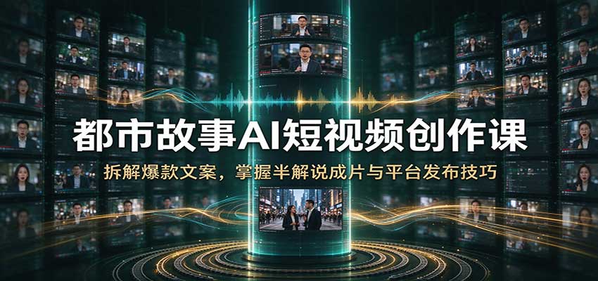 都市故事AI短视频创作课：拆解爆款文案，掌握半解说成片与平台发布技巧-九节课