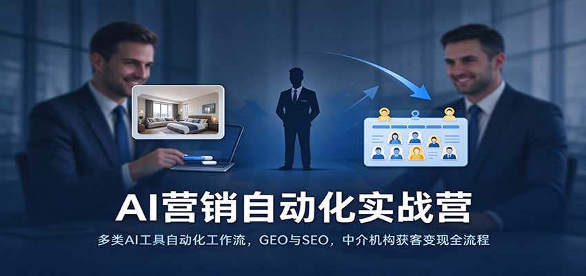 AI营销自动化实战营：多类AI工具自动化工作流，GEO与SEO，中介机构获客变现全流程-九节课