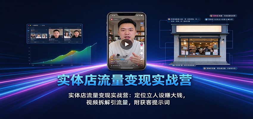 实体店流量变现实战营：定位立人设赚大钱，视频拆解引流量，附获客提示词-九节课