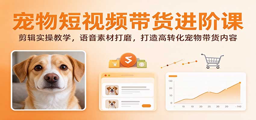 宠物短视频带货进阶课：剪辑实操教学，语音素材打磨，打造高转化宠物带货内容-九节课