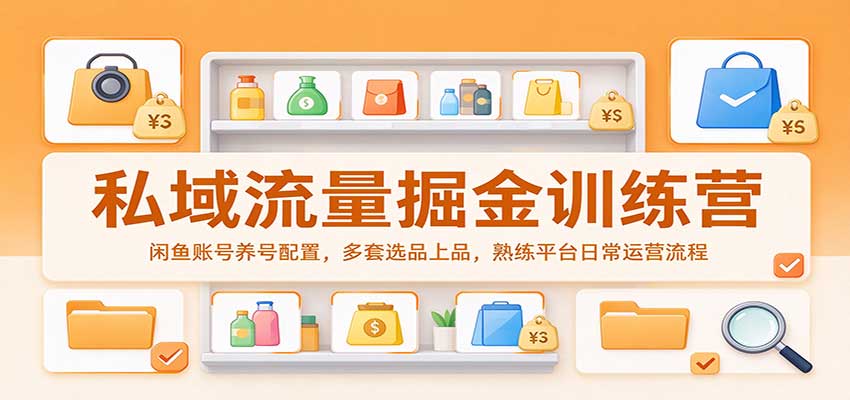 私域流量掘金训练营：闲鱼账号养号配置，多套选品上品，熟练平台日常运营流程-九节课