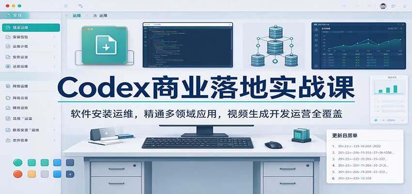 Codex商业落地实战课：软件安装运维，精通多领域应用，视频生成开发运营全覆盖-九节课
