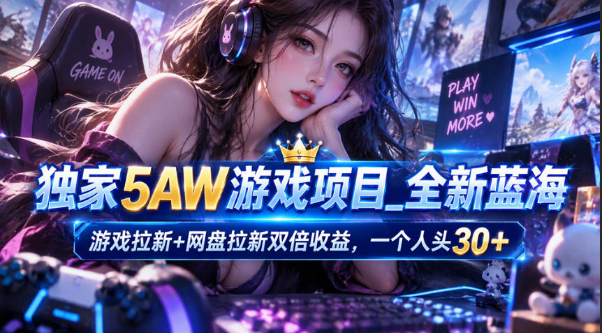 独家5AW游戏蓝海项目_游戏拉新+网盘拉新双倍收益，拉新一个30米-九节课