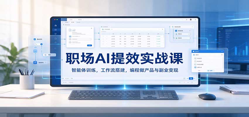 职场AI提效实战课：智能体训练，工作流搭建，编程做产品与副业变现-九节课