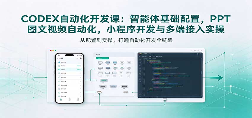 CODEX自动化开发课：智能体基础配置，PPT图文视频自动化，小程序开发与多端接入实操-九节课