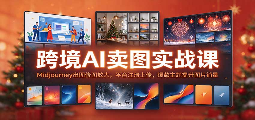 跨境AI卖图实战课：Midjourney出图修图放大，平台注册上传，爆款主题提升图片销量-九节课