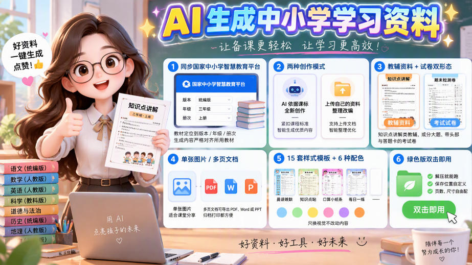孩子的教辅别再乱买了：同步国家中小学智慧平台，AI一键生成图文教辅和试卷-九节课