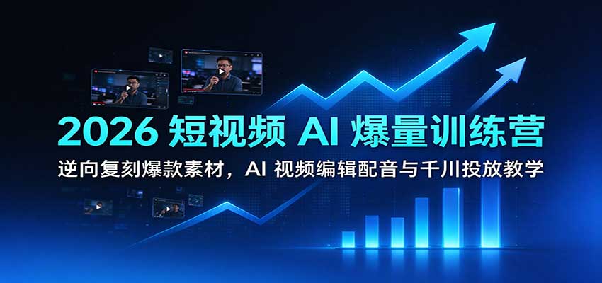 2026短视频AI爆量训练营：逆向复刻爆款素材，AI视频编辑配音与千川投放教学-九节课
