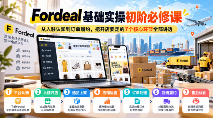 Fordeal基础实操初阶必修课，从入驻认知到订单履约，把开店要走的7个核心环节全部讲透-九节课