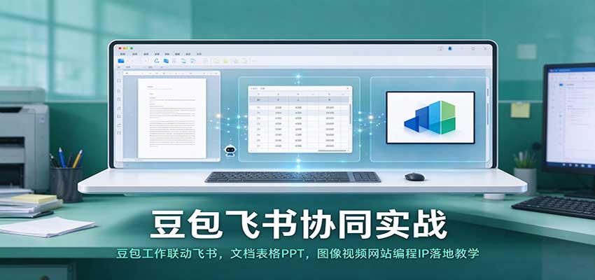豆包飞书协同实战：豆包工作联动飞书，文档表格PPT，图像视频网站编程IP落地教学-九节课