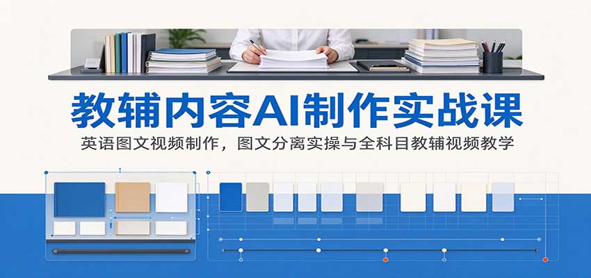 AI制作教辅内容实战课：英语图文视频制作，图文分离实操与全科目教辅视频教学-九节课