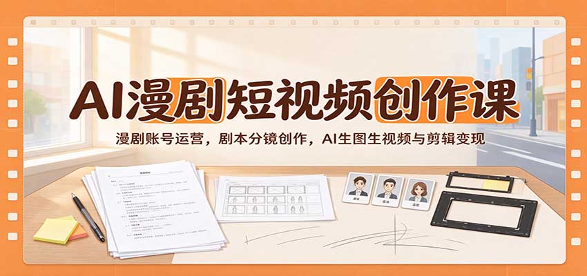 AI漫剧短视频创作课：漫剧账号运营，剧本分镜创作，AI生图生视频与剪辑变现-九节课