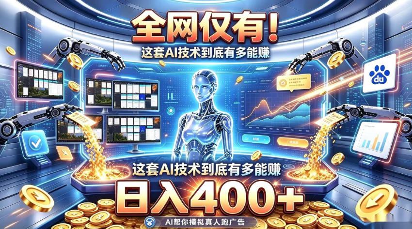 全网仅有！这套AI技术到底有多能賺，日入400+，无需人工干预，实现真正被动变现【揭秘】-九节课