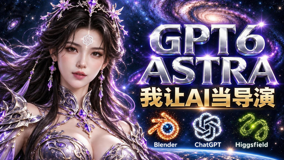 让GPT-6 Astra当导演！Higgsfield和Blender实战打造30秒玄幻精准运镜短片！-九节课