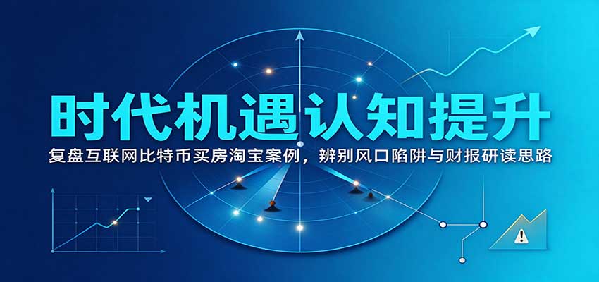 时代机遇认知提升：复盘互联网比特币买房淘宝案例，辨别风口陷阱与财报研读思路-九节课