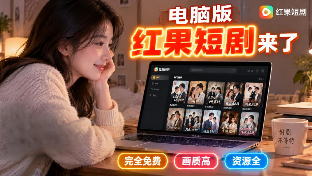 手机看短剧费眼？电脑版红果短剧来了，完全免费、画质高、资源全-九节课