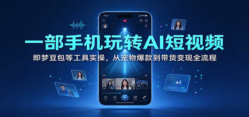 一部手机玩转AI短视频：即梦豆包等工具实操，从宠物爆款到带货变现全流程-九节课