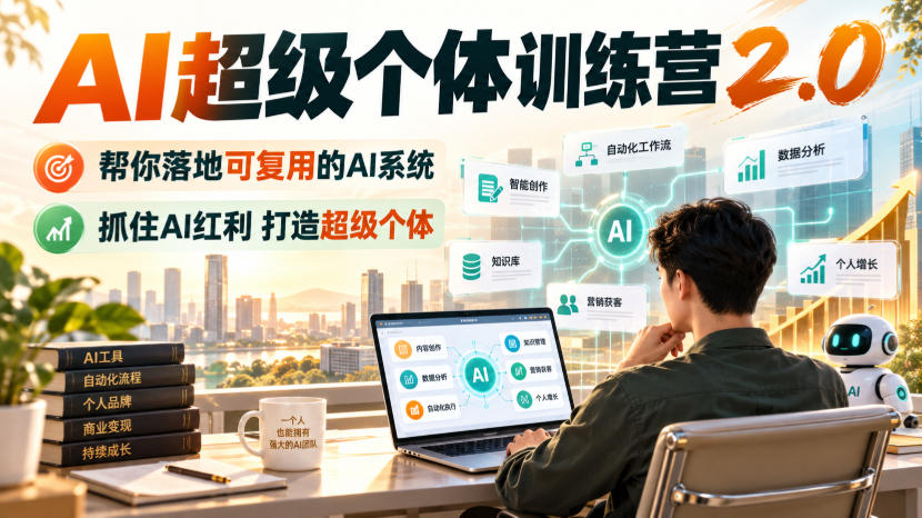 AI超级个体训练营2.0，帮你落地可复用的AI系统，抓住AI红利打造超级个体-九节课