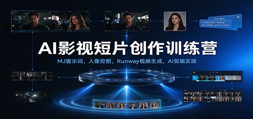 AI影视短片创作训练营：MJ提示词，人像控图，Runway视频生成，AI剪辑实操-九节课