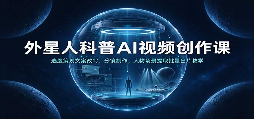 外星人科普AI视频创作课：选题策划文案改写，分镜制作，人物场景提取批量出片教学-九节课